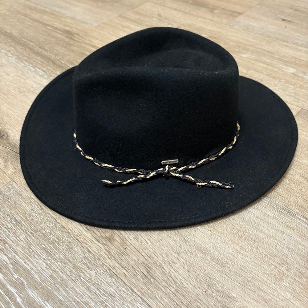Brixton Hat MesserFedora Black Wool Hat Unisex Size L 71/2